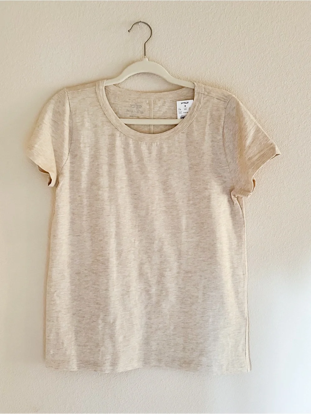 J. Crew Girlfriend Crewneck Tee in Beige M